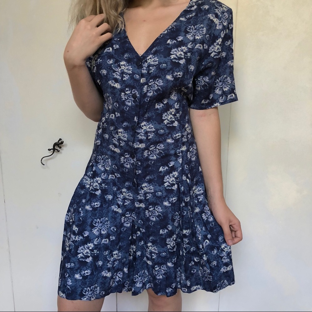 Blue floral vintage dress like romper
